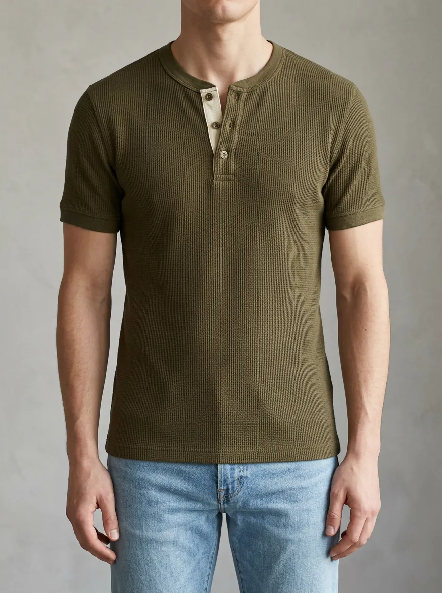 Refined Clean-Line Men's Short-Sleeve Henley Shirt