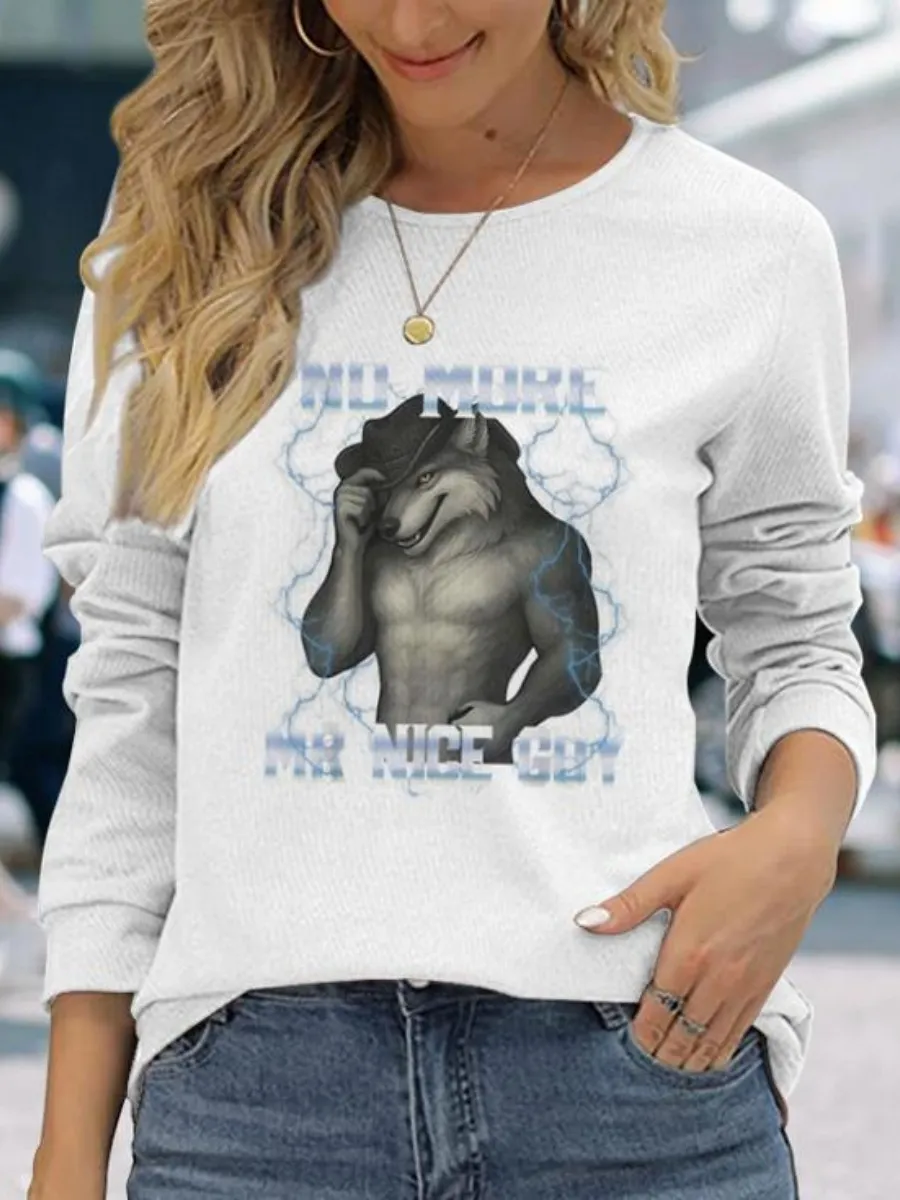 Wolf Printed Round Neck T-Shirt