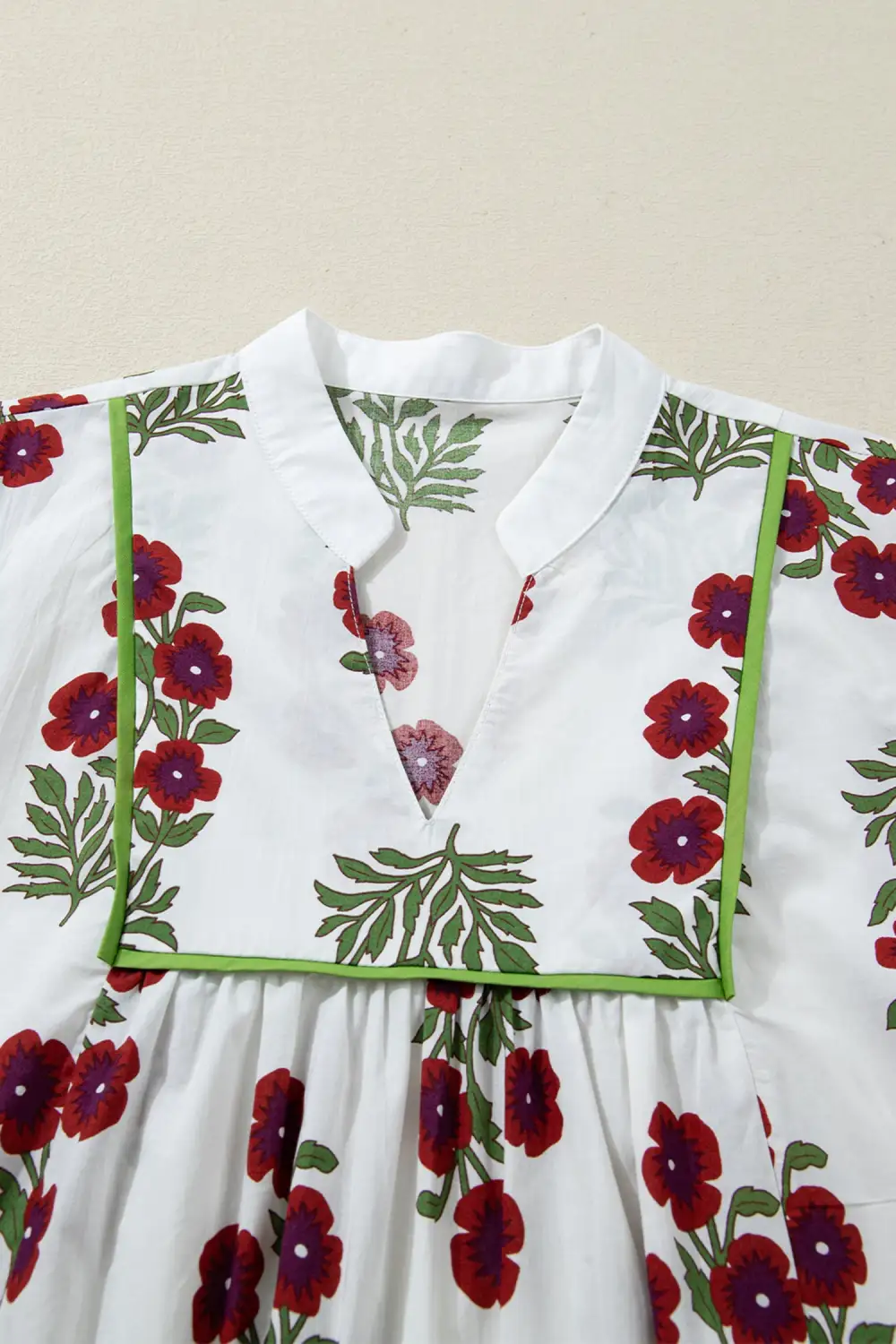 Floral V Neck Ruffle Dress Casual