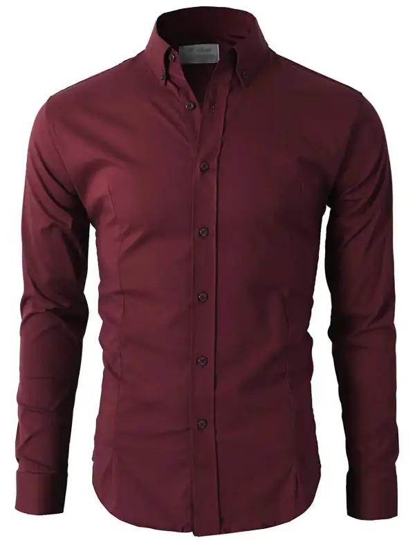 Button Down Long Sleeve Slim Fit Dress Shirt