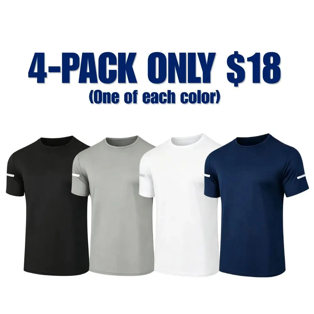Men's Printed Reflective Striped Sports T-Shirt
