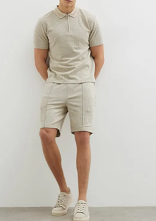 Men's Sand Striped Elastic Shorts