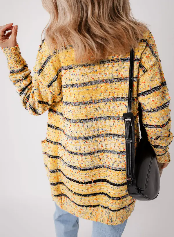 Easy Layer Striped Open Front Longline Cardigan