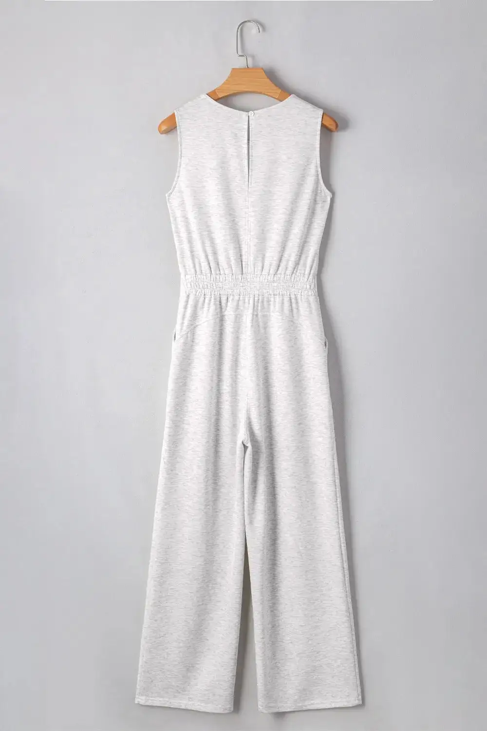 Clean Crew Neck Drawstring High Waist Jumpsuit