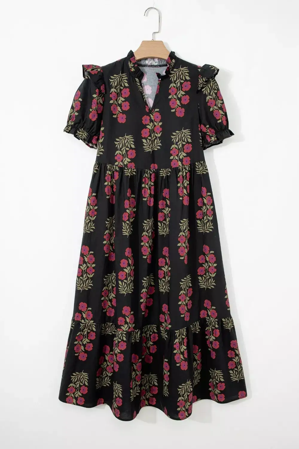Floral Printed Tiered Maxi Dress