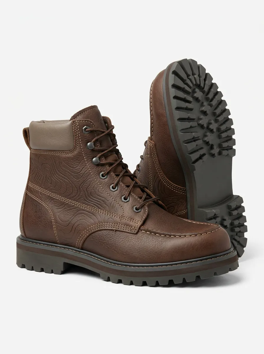 Unisex Modern Outdoor Lover Topographic Pattern Print Work Boots