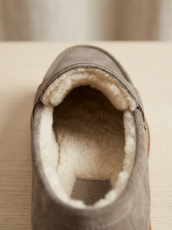 Winter Faux Fur Lined Suede Wood Platform Loafers