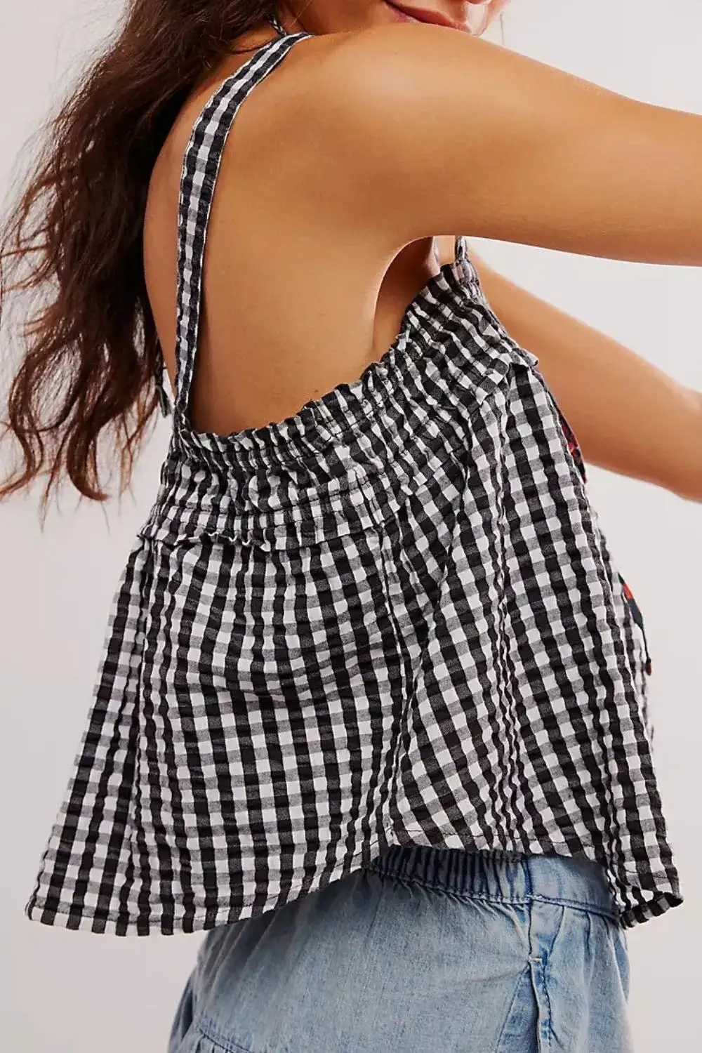 Tied Front Textured Square Neck Cami