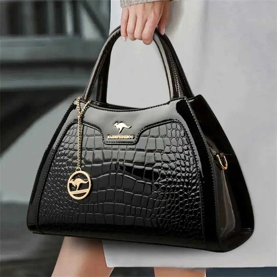 Sophisticated Edge: Crocodile-Pattern Designer Leather Handbag