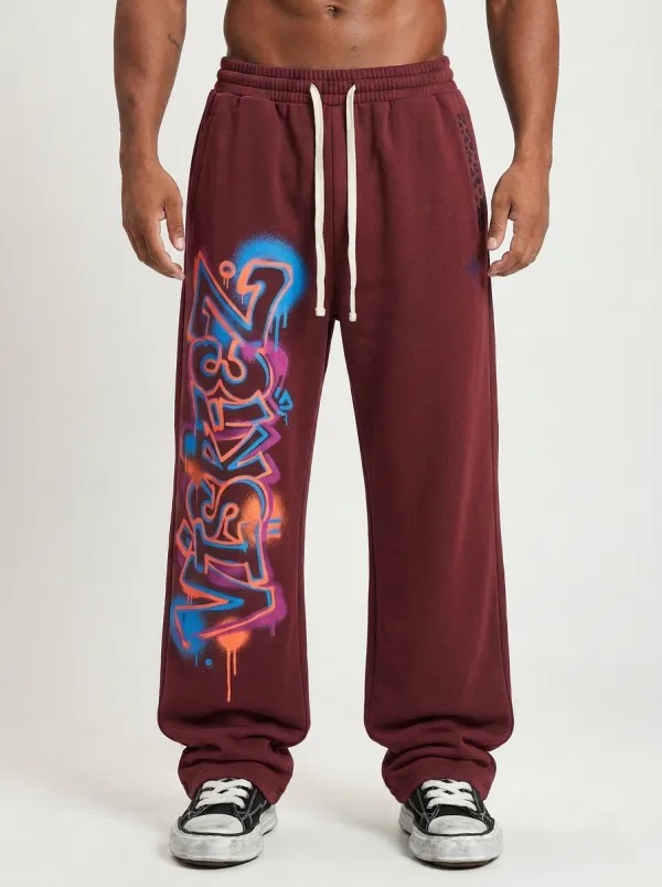 Men's Streetwear Graffiti Logo Printed Sweatpants