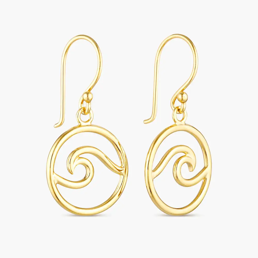 Wave Gold Plated Drop Earrings