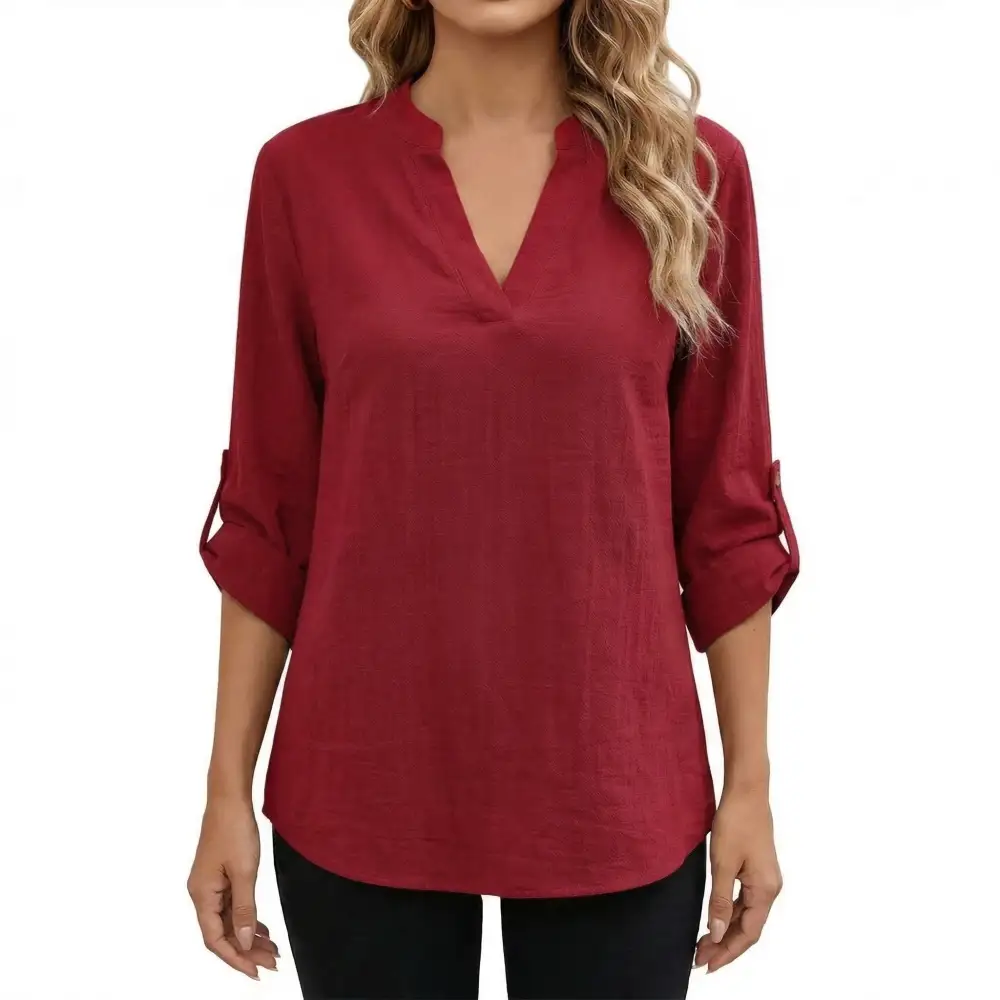  Casual V Neck Blouse