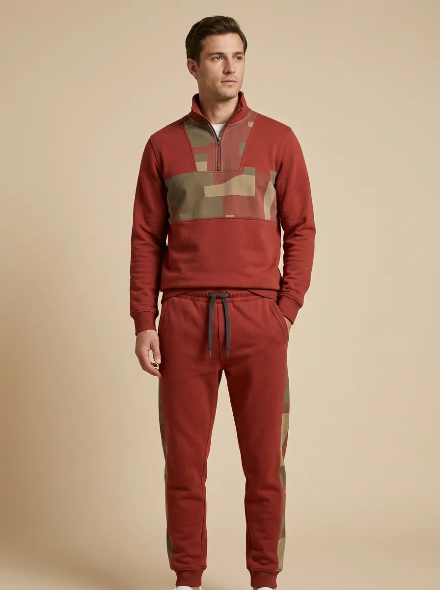 Men's Casual Geometric Camo Print Jogger Set
