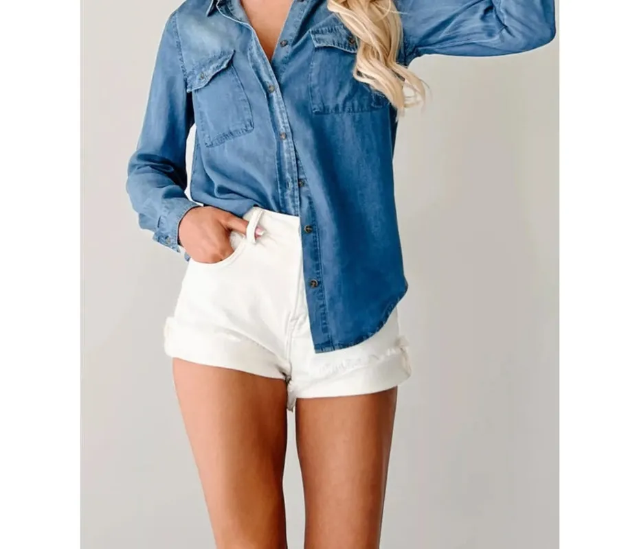 Button-Down Collared Denim Shirt