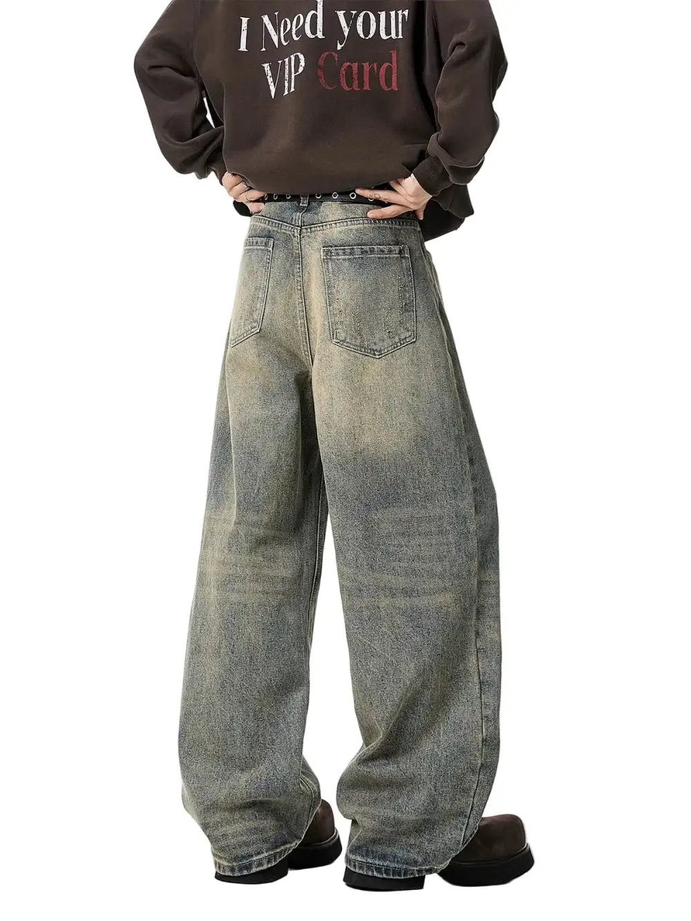 Vintage-Wash Faded Straight-Leg Jeans