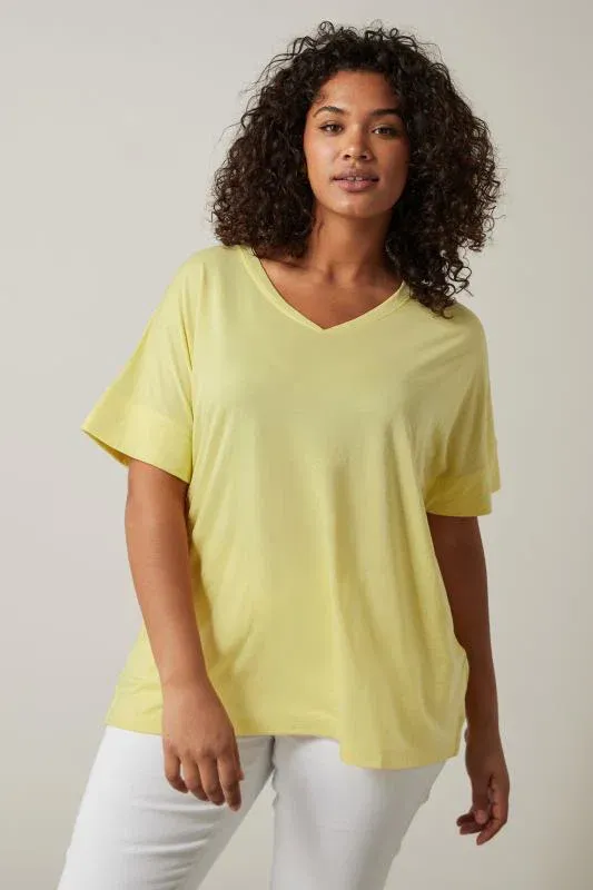 Yellow V-Neck Modal Rich T-Shirt