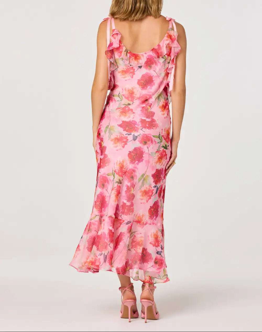Ruffle Trim Floral Midi Dress