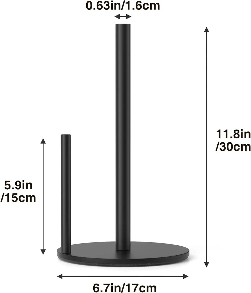 Paper Towel Holder Black Stainless Steel Kitchen Countertop Roll Organizer