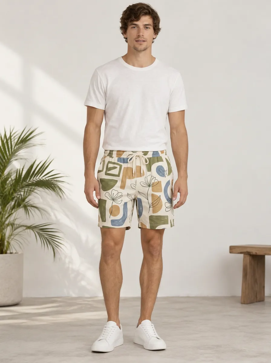 Men's Floral Geometric Abstract Printed Shorts