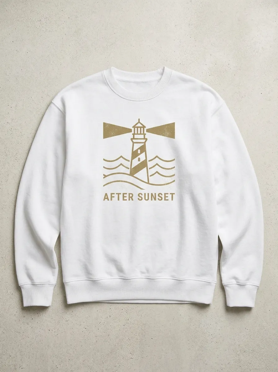 Unisex Nautical Lighthouse After Sunset Printed Sweatshirt