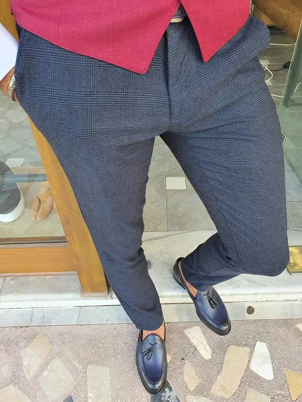 Smart Slim Fit Plaid Tailored Trousers