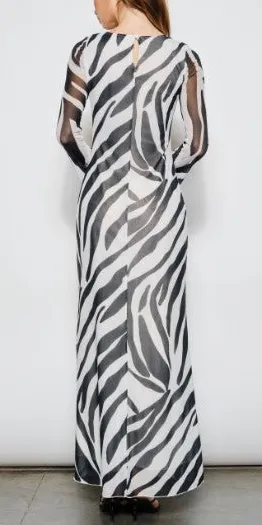 Flowing Wild Safari Sheer Maxi Dress