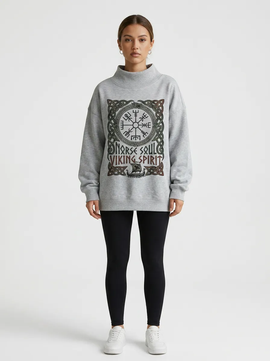 Women's Norse Viking Compass Dragon Printed Sweatshirt