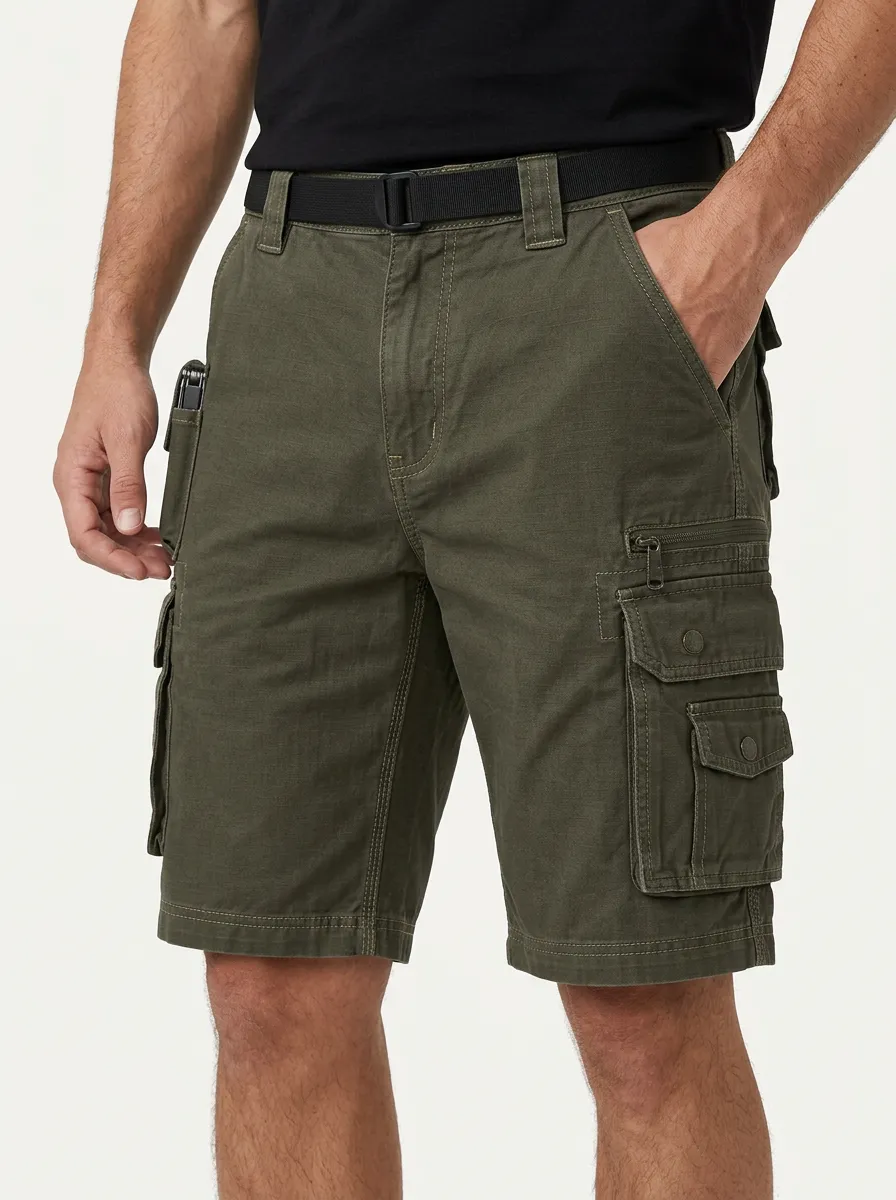 Men's Snap Cargo Pockets Straight Leg Cargo Shorts