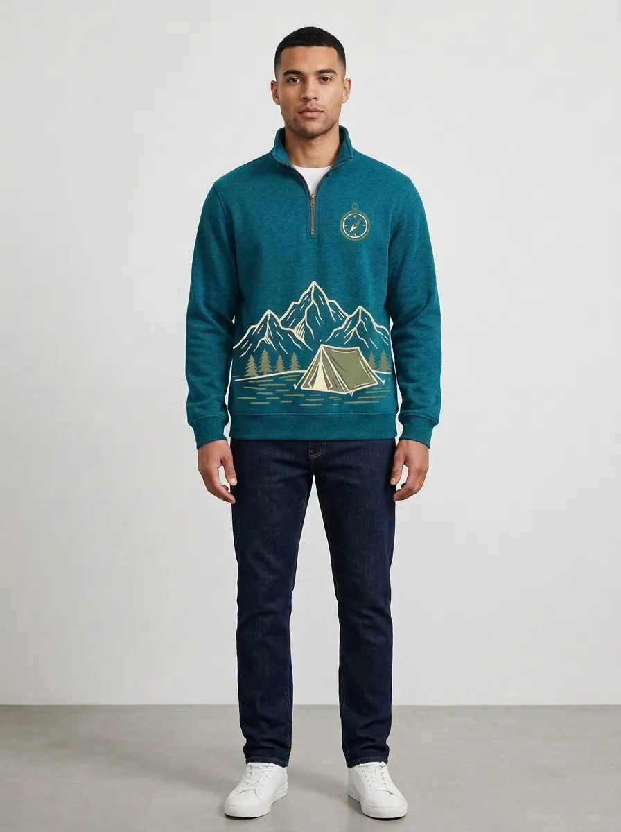 Men's Mountain Tent Compass Quarter Zip Sweatshirt