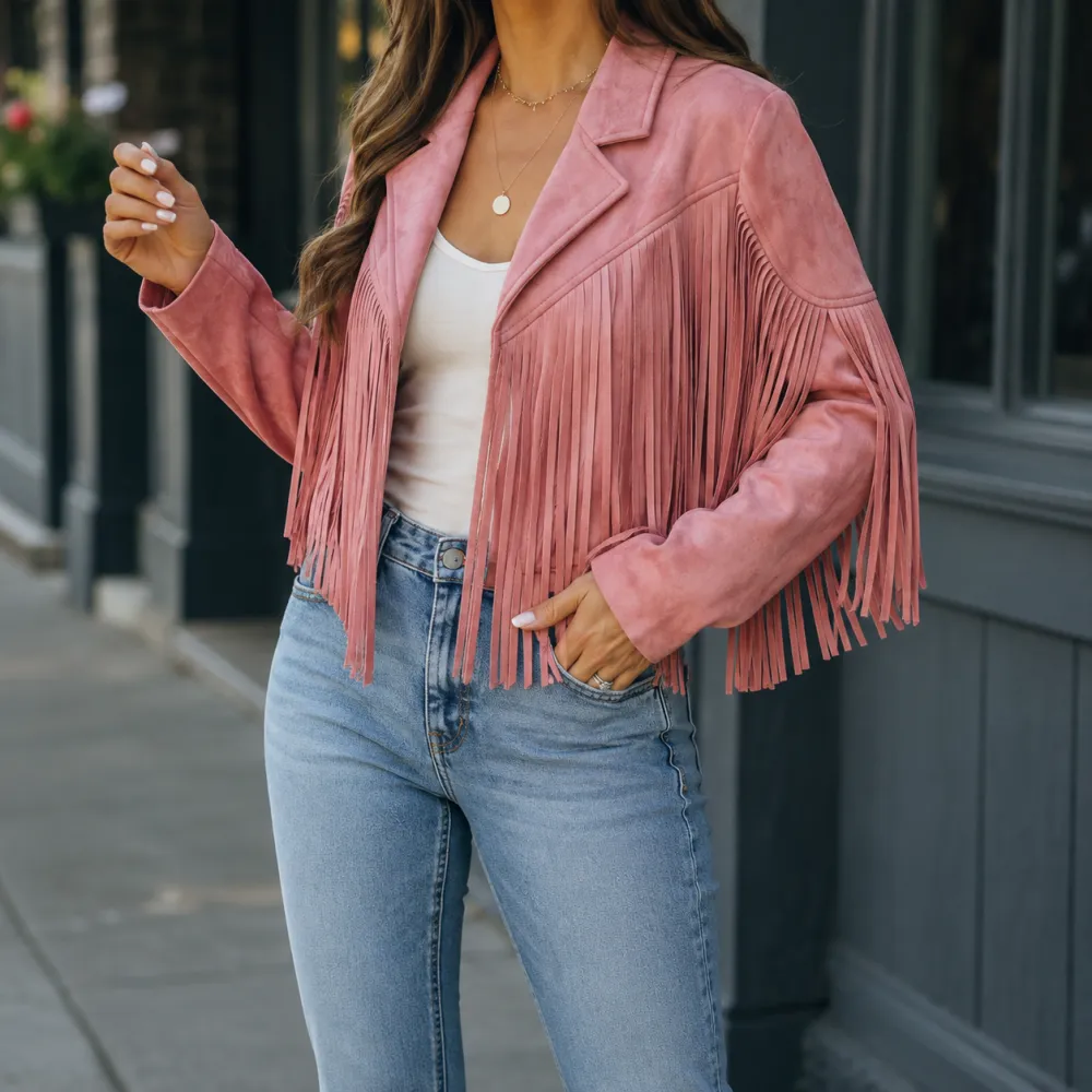 Fringe Notched Lapel Jacket