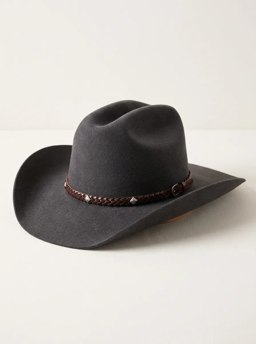Country Inspired Felt Cowboy Hat with Leather Band