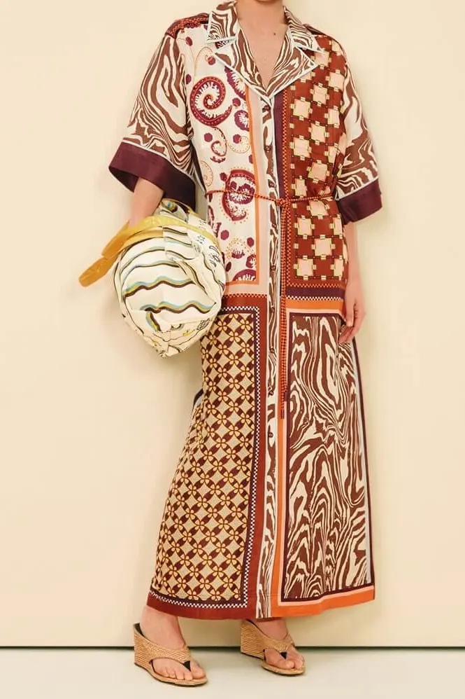 Block Print Side Pocket Maxi Dress