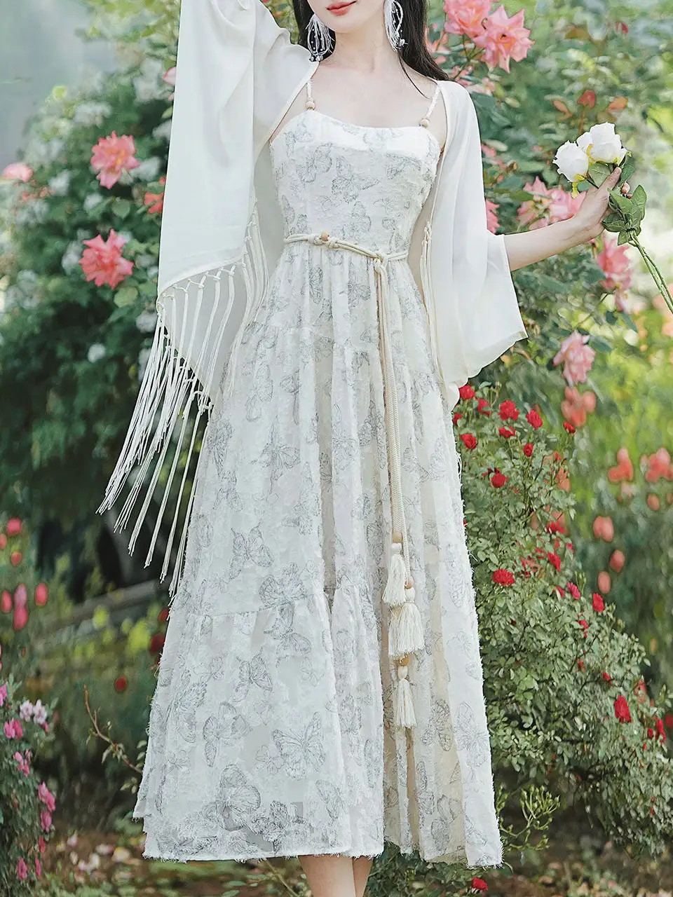 Butterfly Spaghetti Strap Maxi Dress