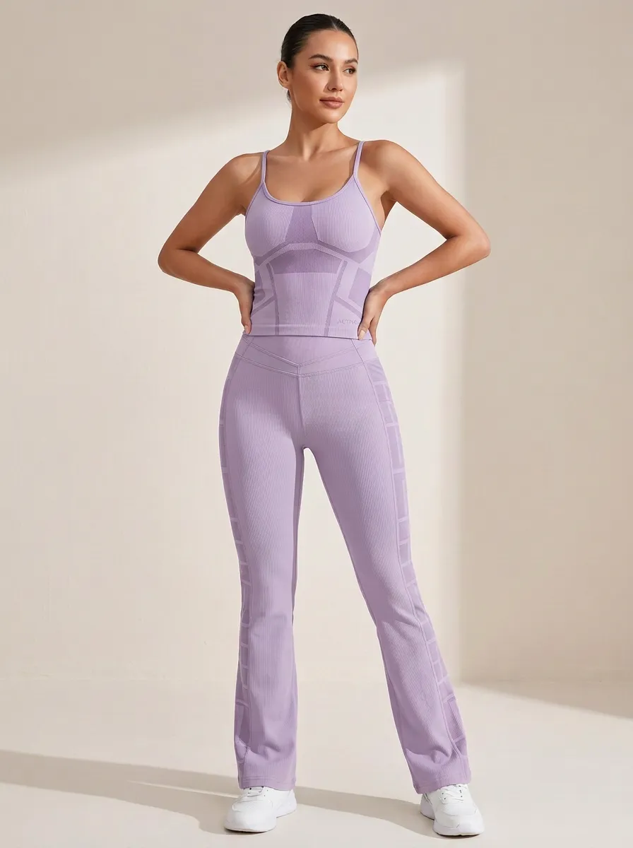Ribbed Strap Detail Flare Active Set