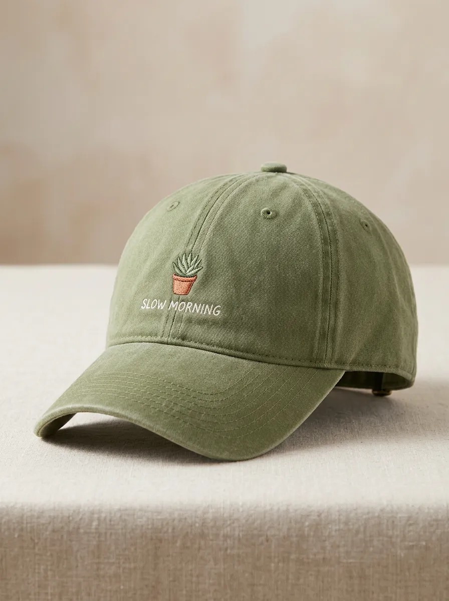 Plant-Lover Slow-Morning Succulent Embroidered Unisex Baseball Cap