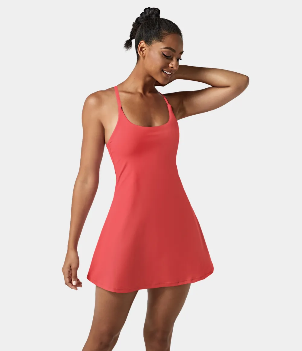 Softlyzero Airy Backless Cut Out 2-in-1 Pocket Cool Touch Mini Activity Dress