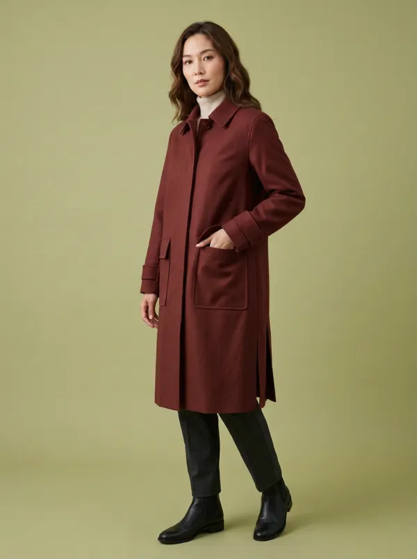 Women's Minimalist Brown Solid Long Coat