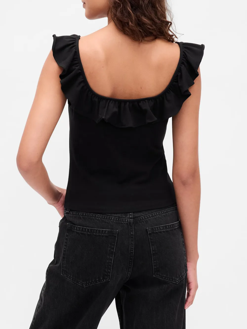 Large Round Neck Ruffled Vest