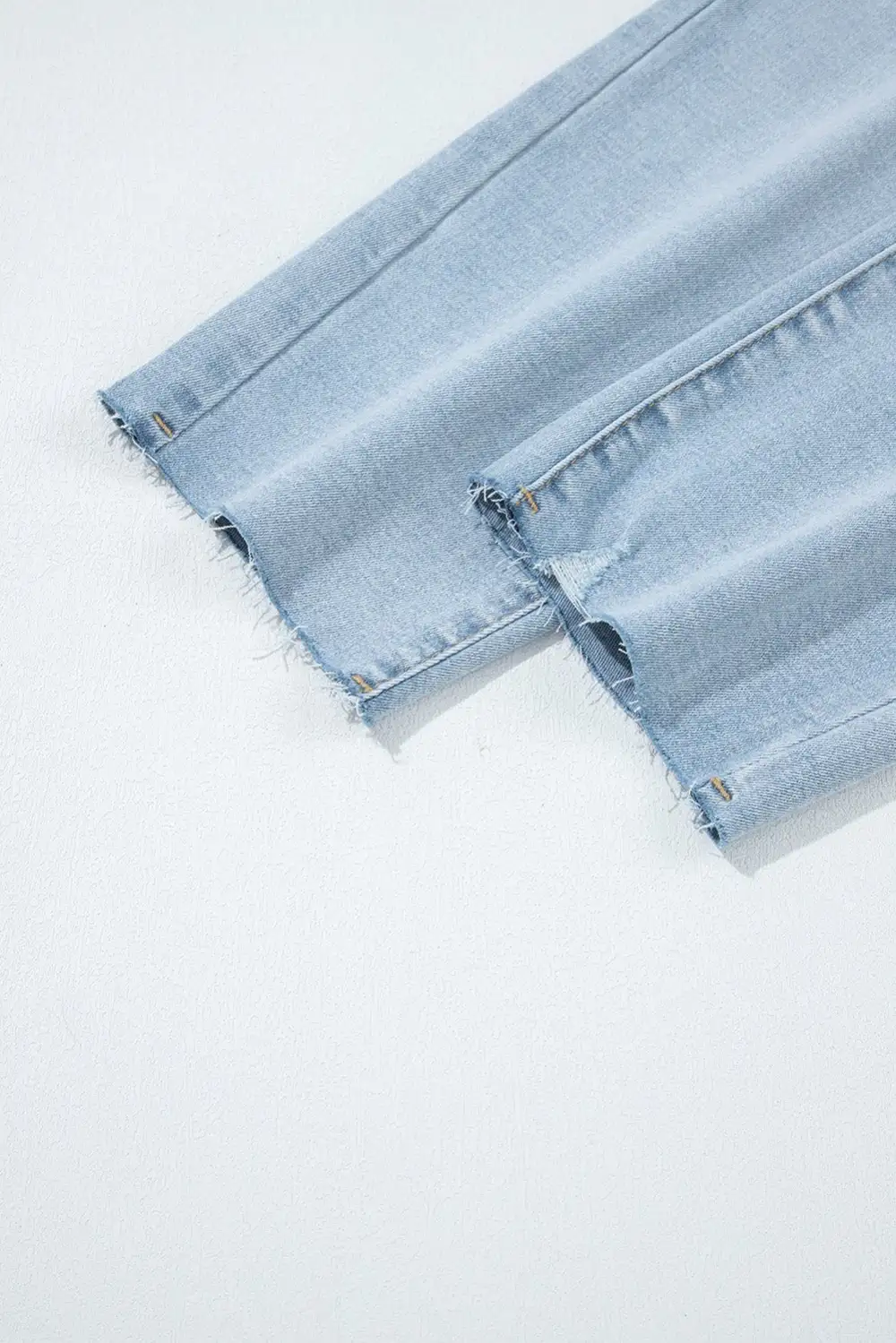 Mid Rise Cropped Distressed Raw Hem Casual Jeans