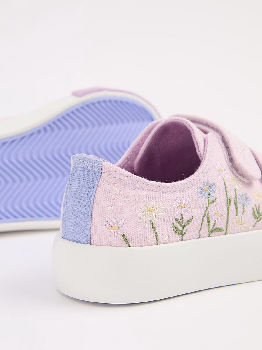 Purple Floral Embroidery Twin Strap Trainers detail 2