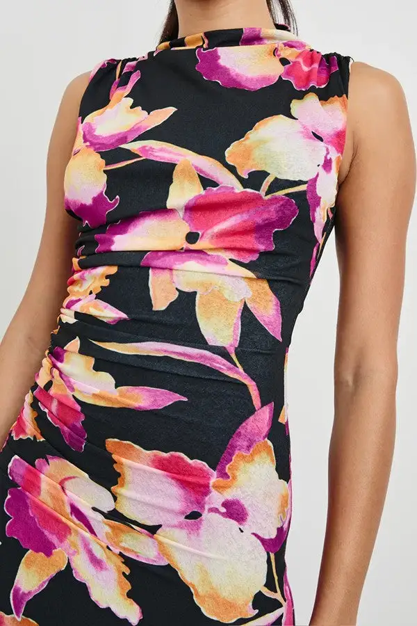 Women's Pink Floral Print Wrap Maxi Dress