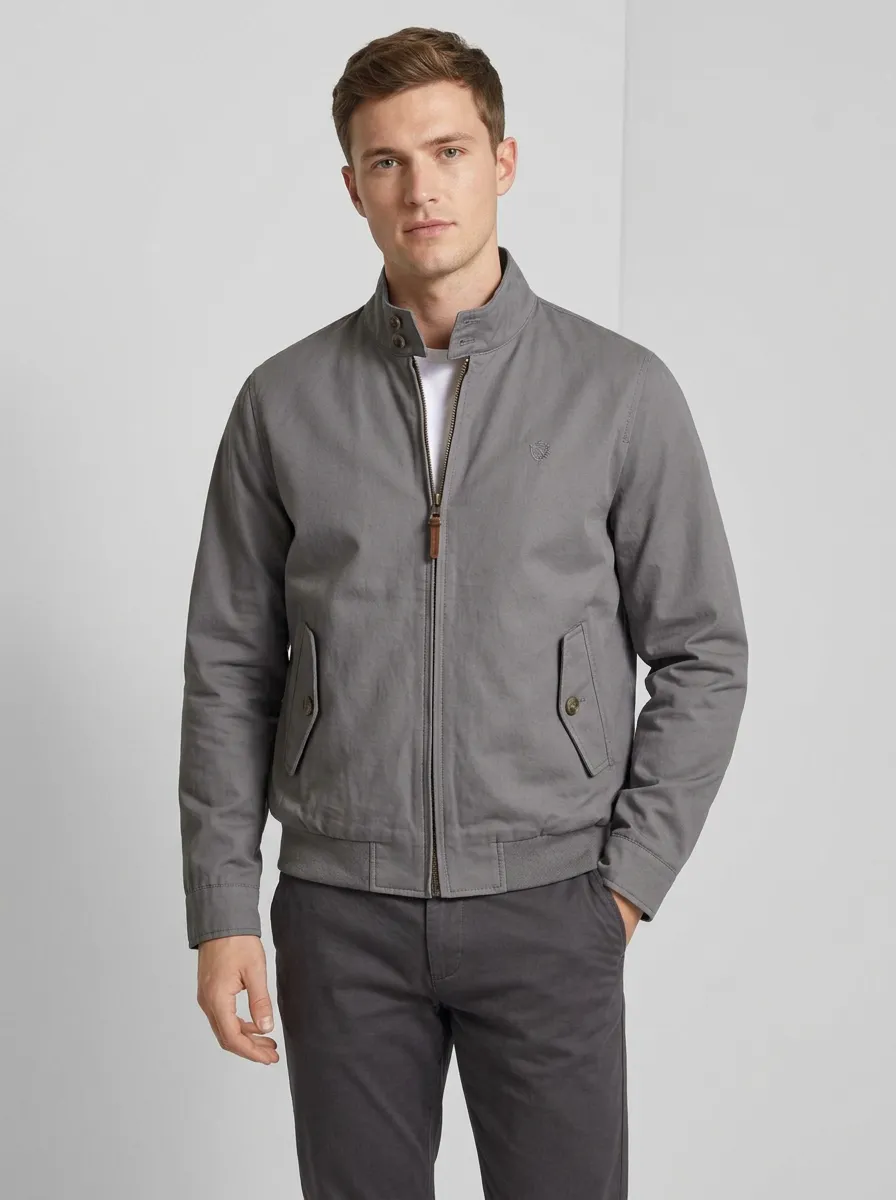 Men's Ridge Grey Stand Collar Zip-Up Jacket