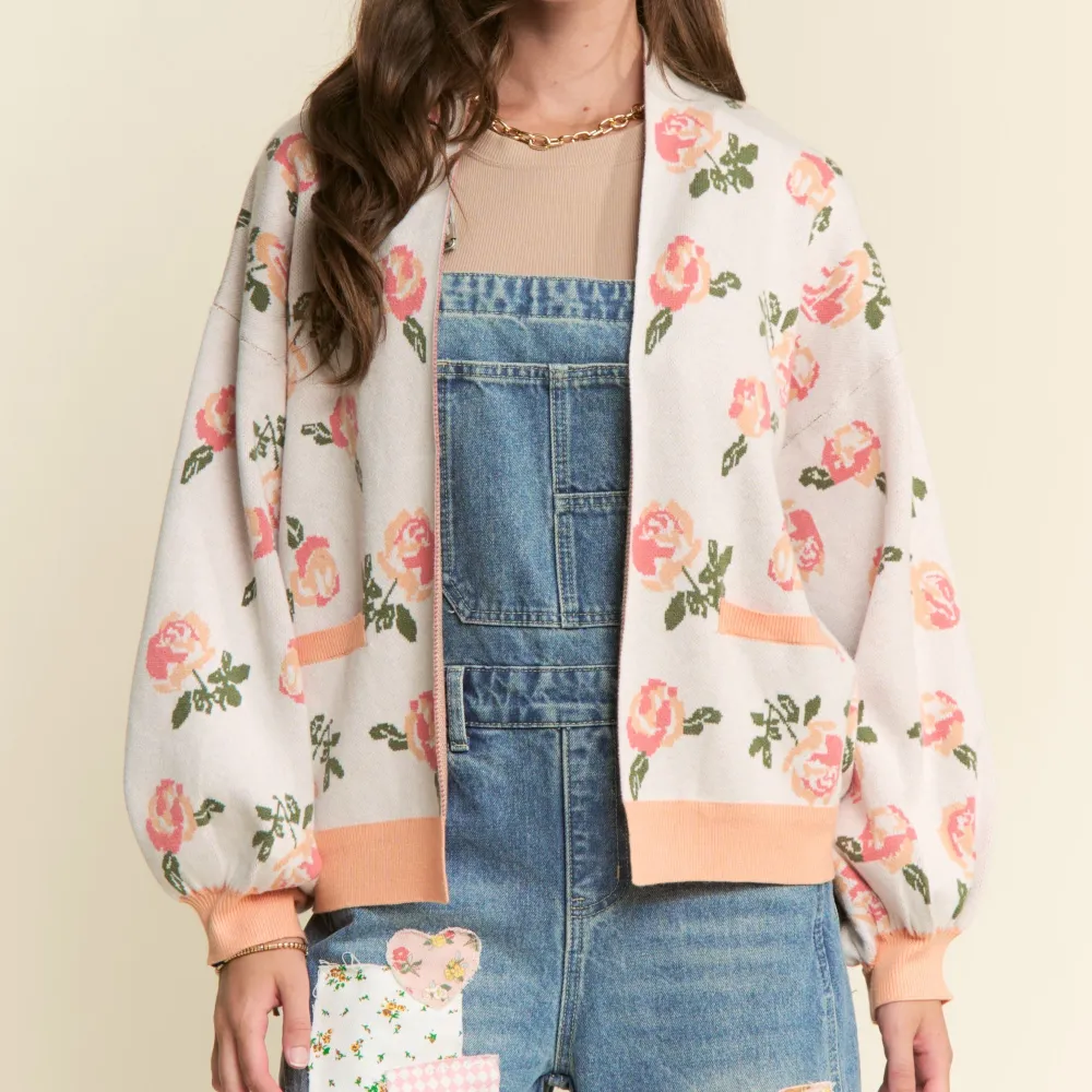 Classic Open Front Chunky Knit Dropped Shoulder Cardigan