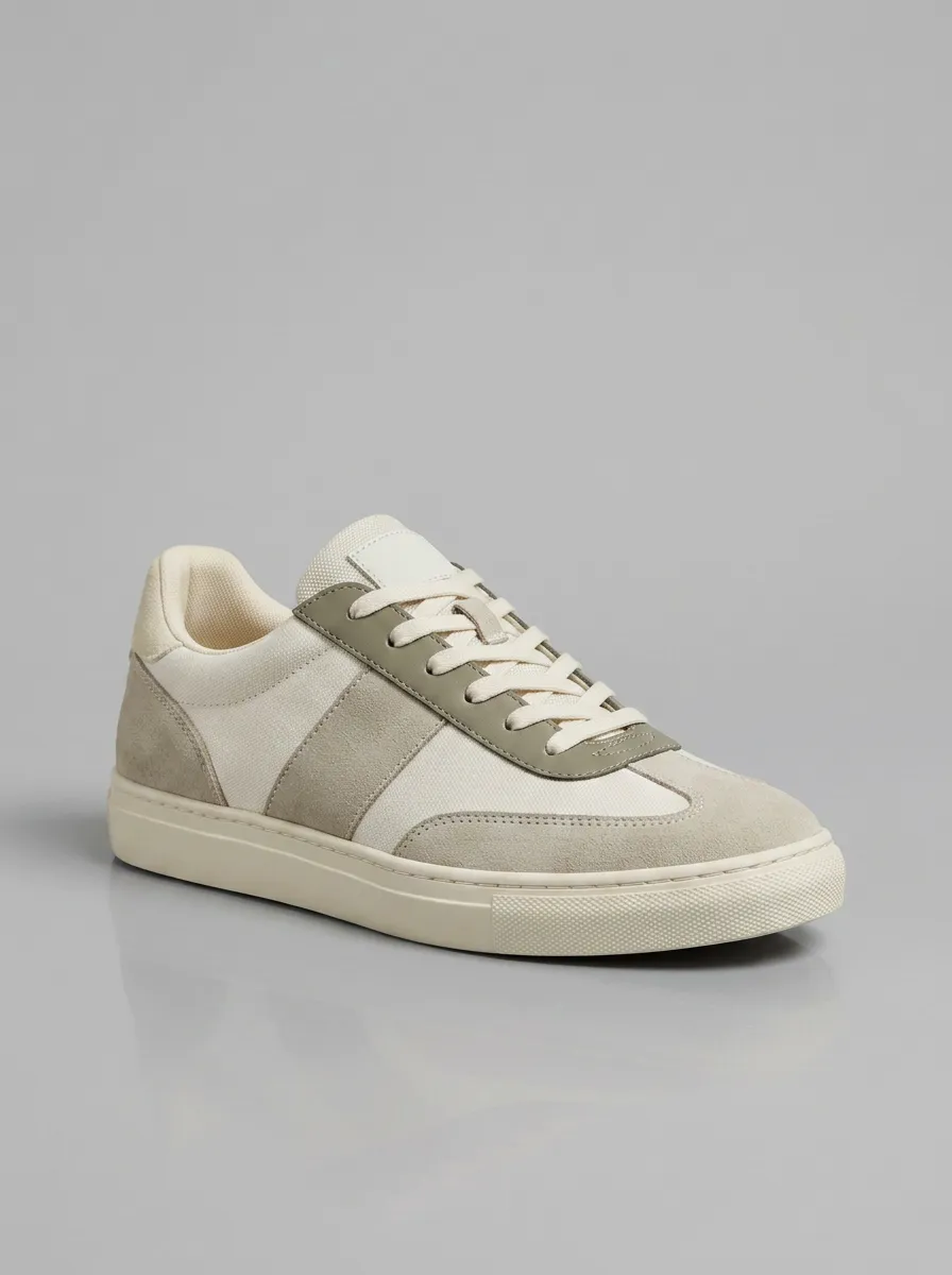 Suede-Panel Mesh-Panel Lace-Up Men's Athletic Sneakers