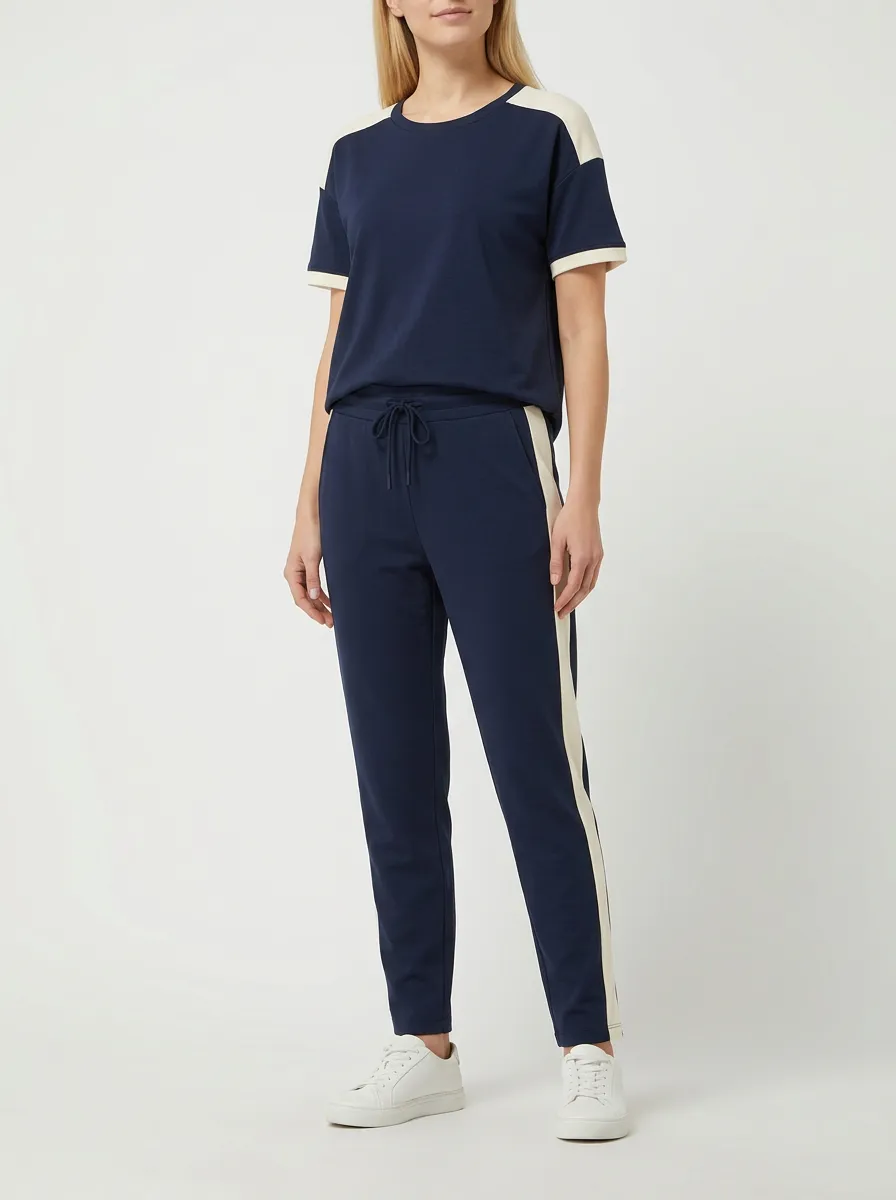 Women's Colorblock Crewneck T-Shirt and Trousers Set