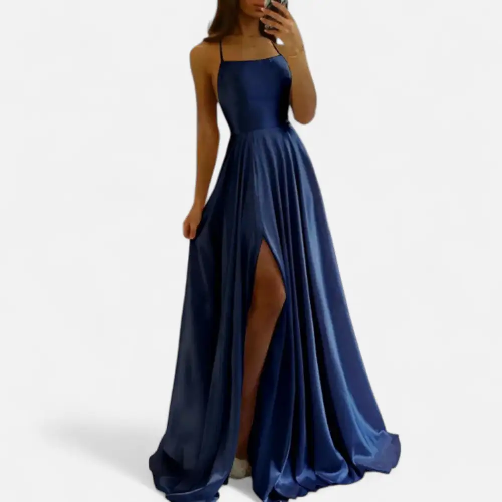  Strappy Slit Maxi Dress
