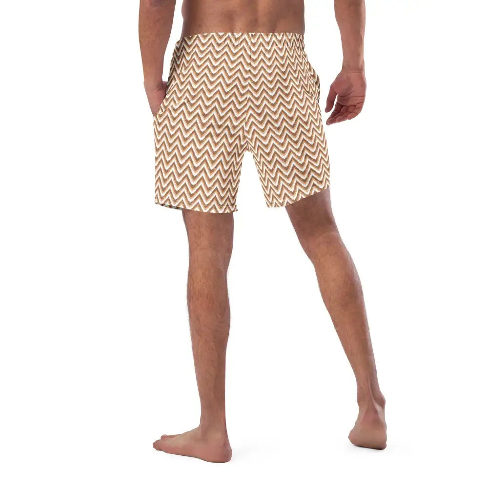 Quick Dry Zigzag Print Swim Trunks