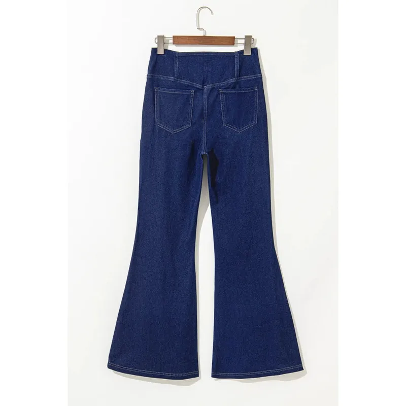 Asymmetric Waist Flare Jeans