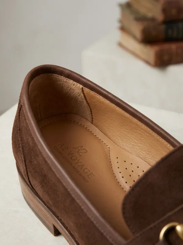 Women's Metal Detail Classic Suede Wood Sole Loafers