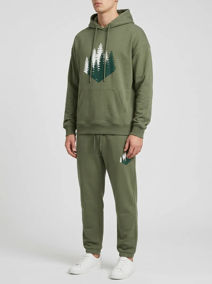 Men's Pine Forest Graphic Hoodie Jogger Set